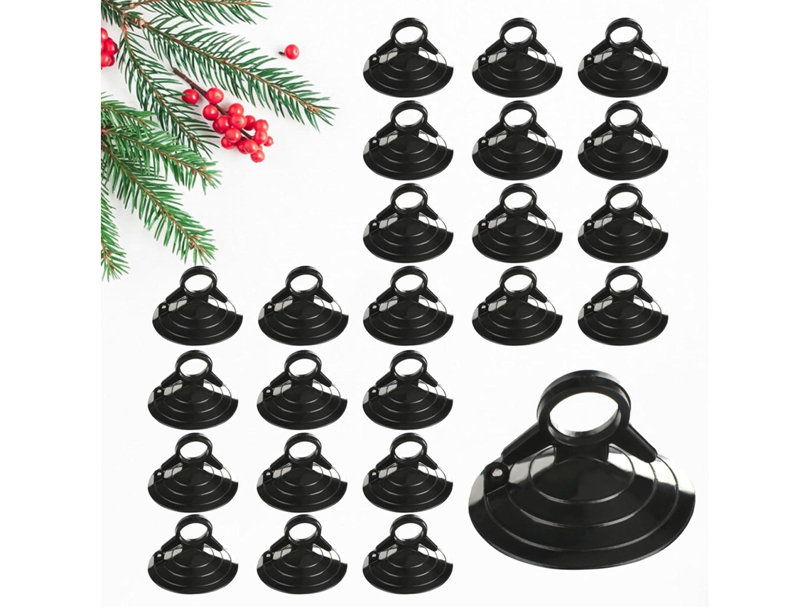 Ventosas Com Anéis 24 Peças Suporte Para Decorações De Natal,para Brisas De Carro,aquário E Janelas Btforus (preto)
