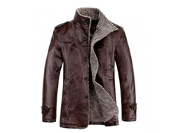 2026 chaqueta de Cuero Pu para Hombres Invierno Abrigo Largo Warm Plush Casual Business Windproof Ccw 4xl Marrón