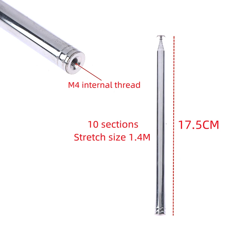 Antena Telescópica Universal De 14 M Com 10 Seções Para Tv, Rádio, Dab E Am/ Fm. Antena Telescópica De Substituição Para Receptores