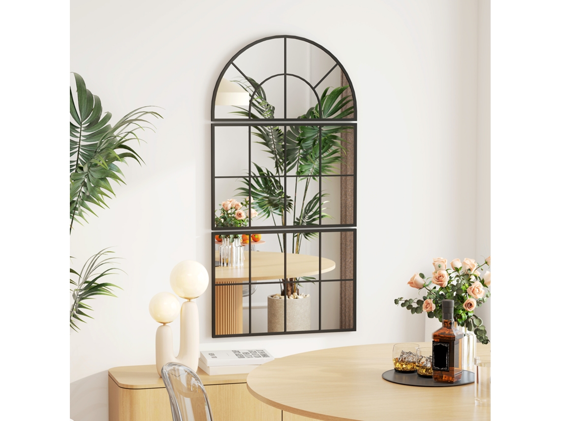 Espelho 3pçs Arco Moldura Preta Decorativo