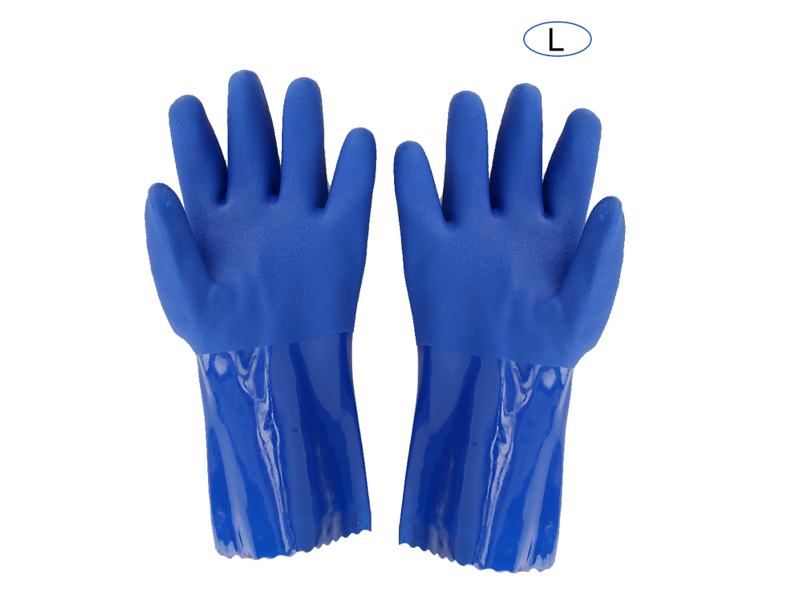 Guantes De Seguridad Resistentes A Químicos De Pvc Con Forro De Algodón, Manga Recta Y Antideslizante Talla L