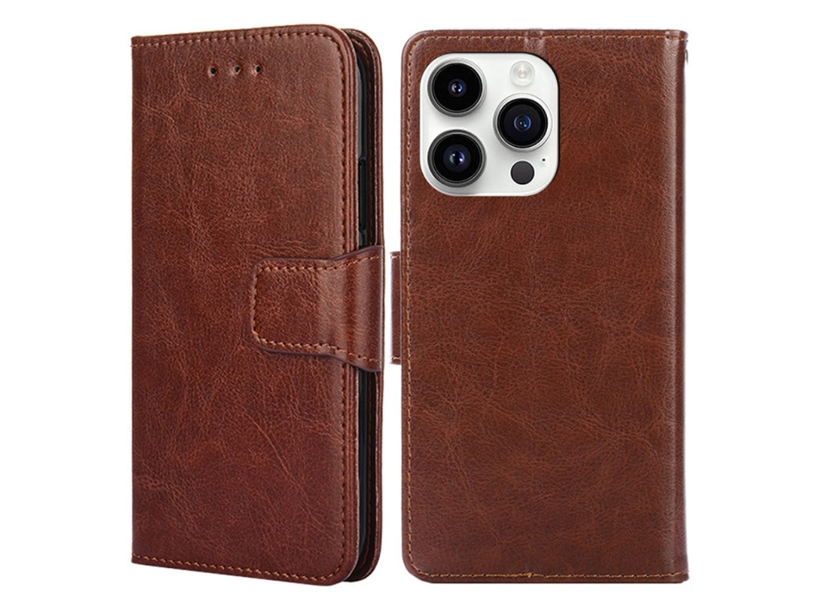 Capa Para Iphone 15 Pro Max Pele Sintética Anti-choque Castanho