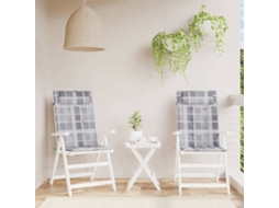 Vidaxl Almofadões Cadeira Encosto Alto 2pcs Tecido Oxford Xadrez Cinza