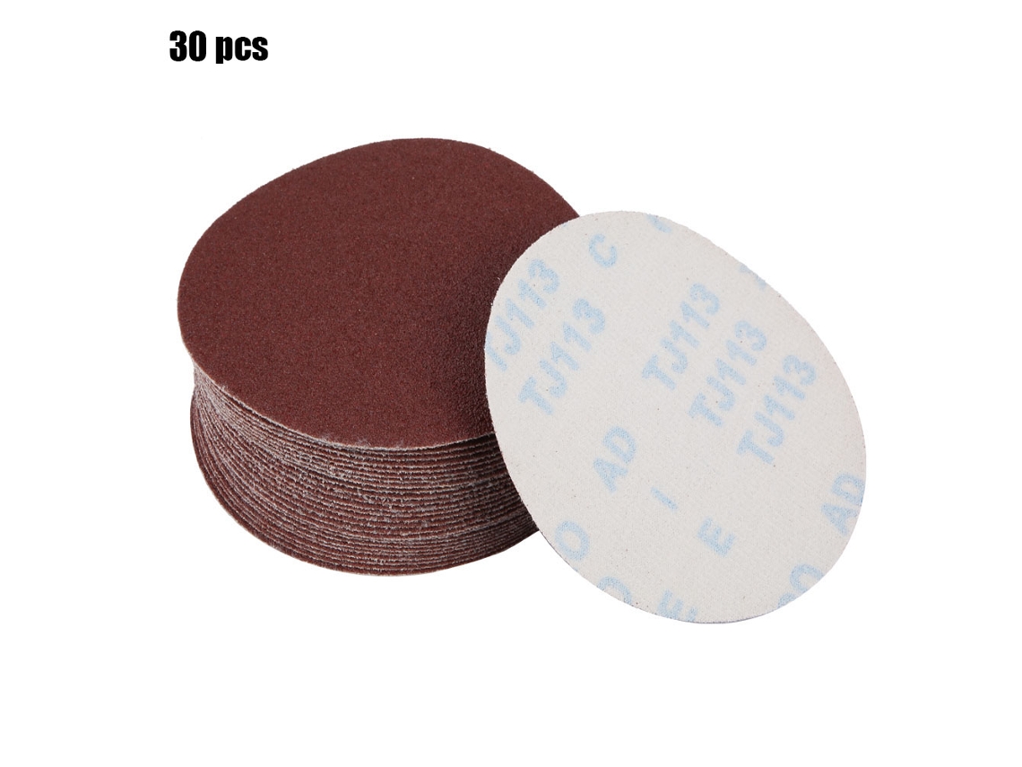 30 Folhas De Lixa Redonda 5 Polegadas 80 Grit Para Lixadeira Abrasiva Papel De Lixa De Polimento