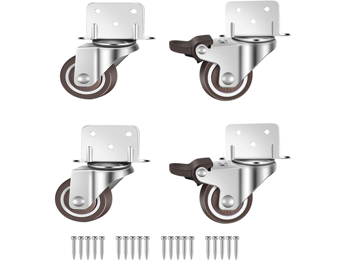 Rodízios Pequenos Para Móveis 32mm Com Travão, Placa L, Para Móveis/jardineiras/viveros Igvtrade