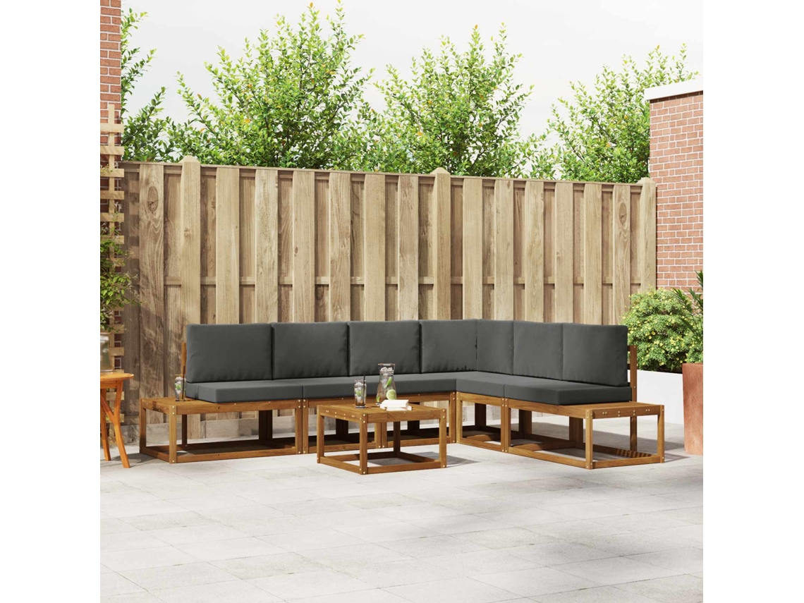 Vidaxl 7 Unid. Conjunto De Sofás Para Exterior Natural E Antracite