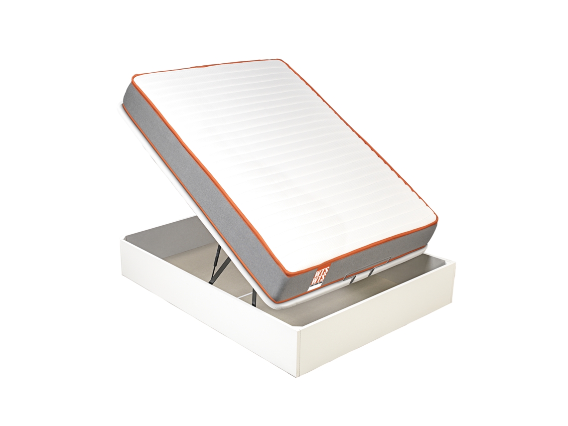 Pack WHAT THE SLEEP Sommier Branco + Colchão Molas Ensacadas Funk (150 x 200 - 56 Cm de Altura)