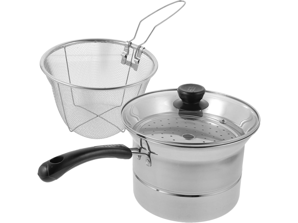 Panela De Macarrão Multifuncional Aço Inoxidável 22 Cm Com Alça Para Cozinhar, Fritar E Sopa