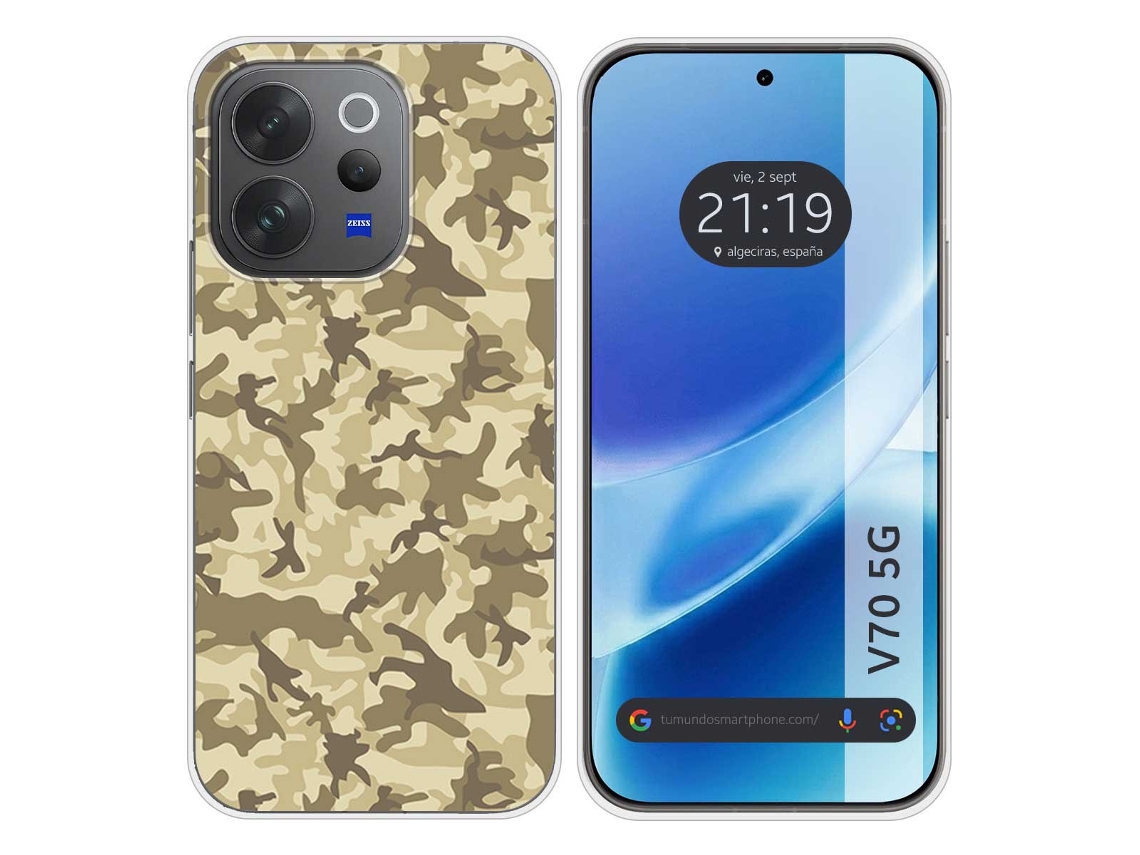 Capa Tumundosmartphone De Silicone Para Vivo V70 5g Com Estampa Camuflada Na Cor Areia