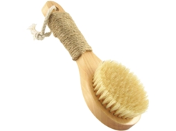Escova De Banho Antiderrapante Beaupretty 20cm Com Cerdas Javali E Cabo Madeira, Esfoliante Para Pele Sensível