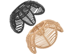 Conjunto De 2 Abajures Retrô Em Rattan Trançado Para Luminária De Teto Pendente, Estilo Campestre Aconchegante