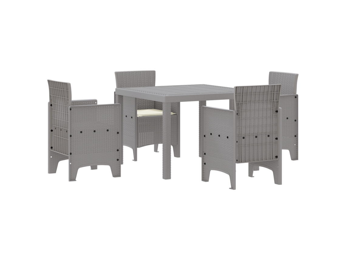 Conjunto 5 Conjunto De Jantar De Jardim Vidaxl Cinzento-claro Polipropileno (100 X 100 X 73 Cm)