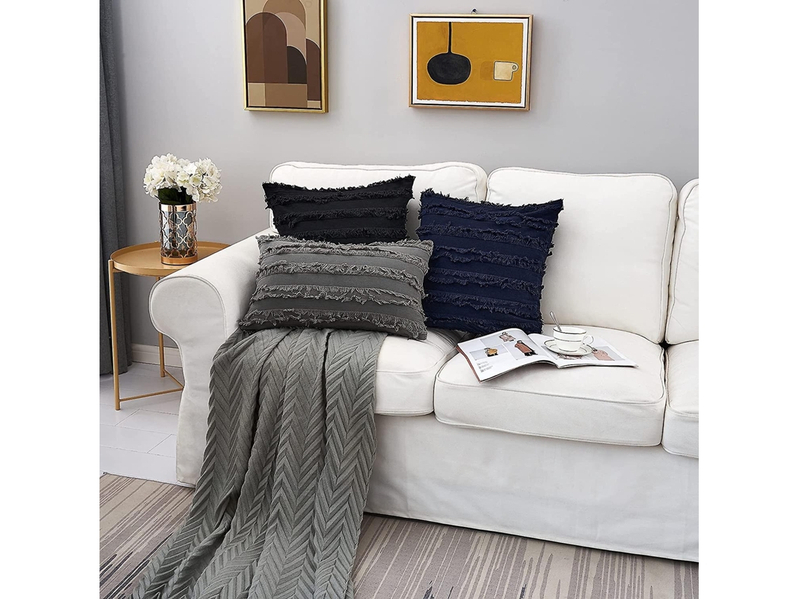 Conjunto De 2 Capas De Almofada, 18 X 18 Polegadas, Em Algodão E Linho, Para Sofá E Decoração De Casa Elysve
