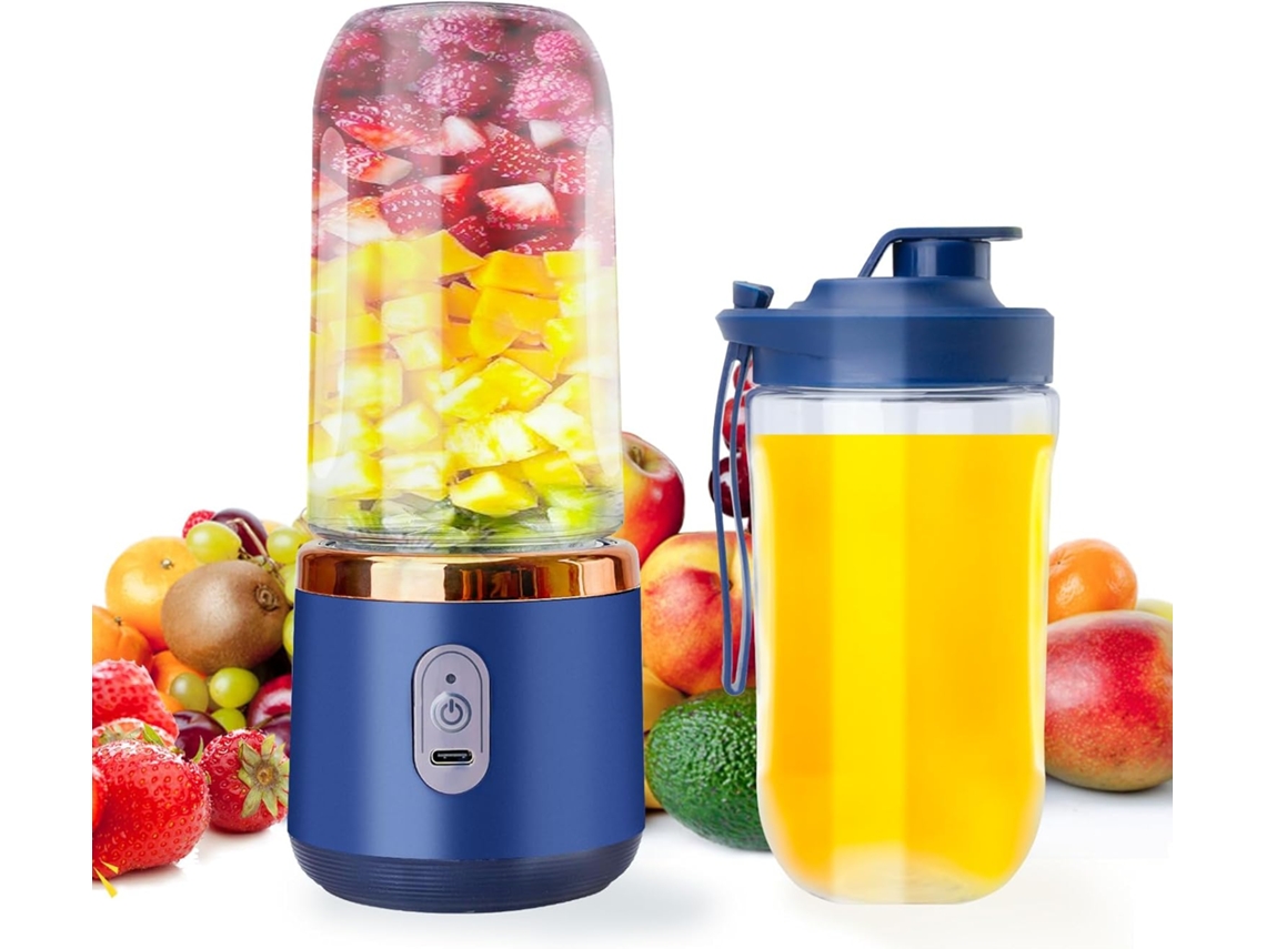 Liquidificador portátil Slowmoose com 6 lâminas, recarregável (4000 mAh, azul)