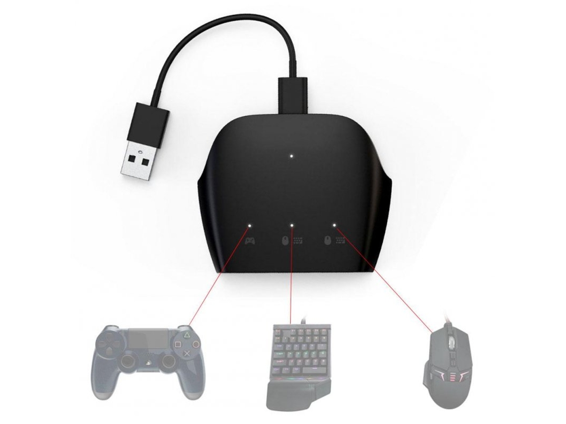 Conversor de Mouse e Teclado Adaptador de Mouse e Teclado Conversor de Cabo com Fio para Nintendo Switch Preto