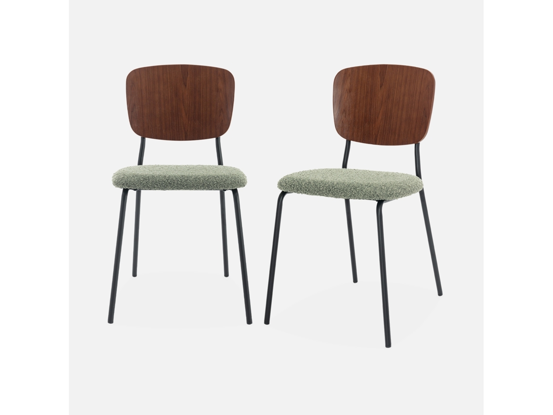 Cadeira Em Tecido Bouclé, Set De 2, Verde