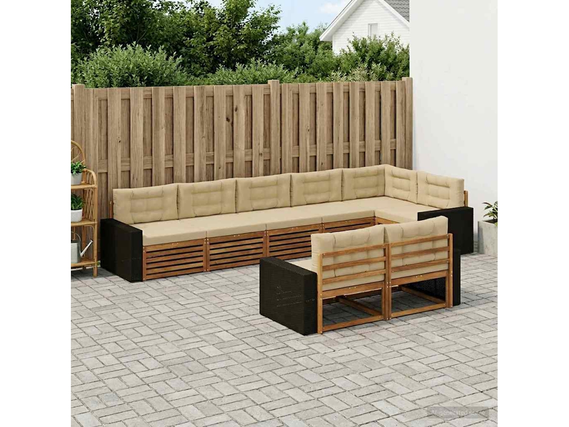 Vidaxl Conjunto De Sofás Para Exterior 8 Unid. Natural E Bege