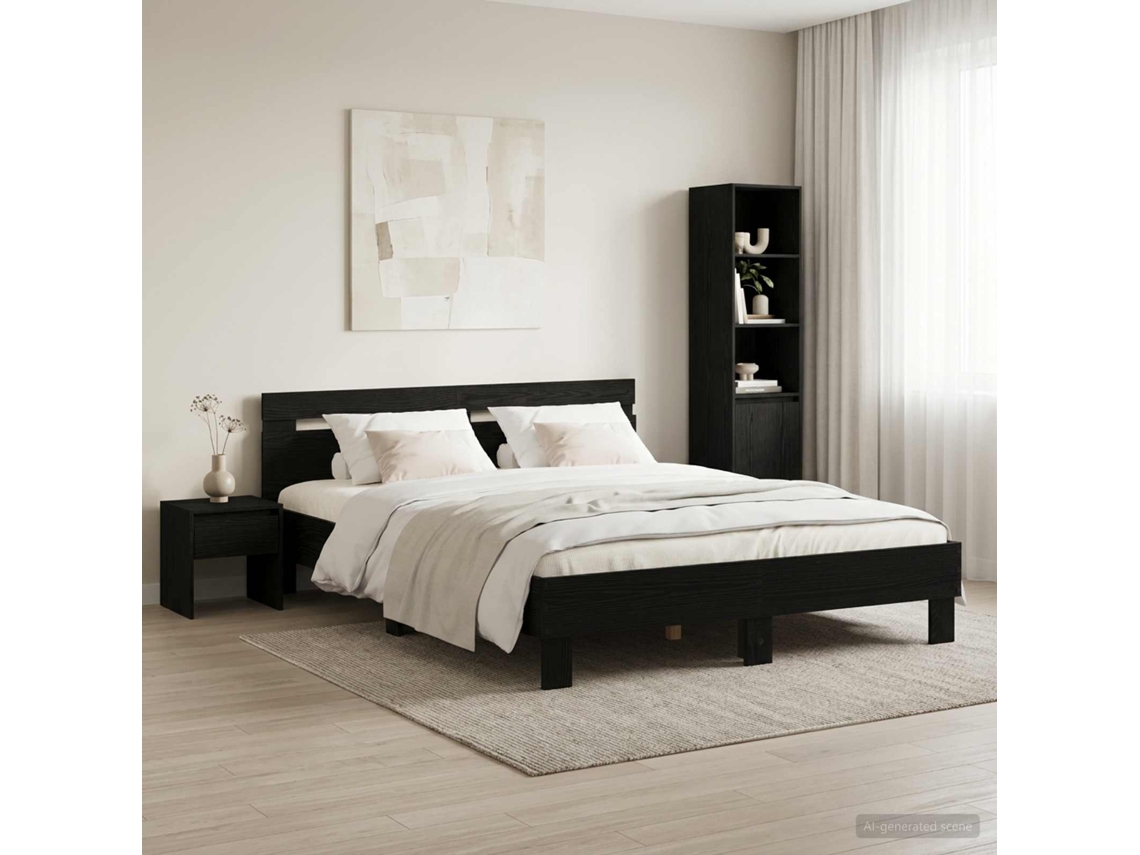 Vidaxl Estrutura Da Cama Carvalho Preto 120 X 190 Cm