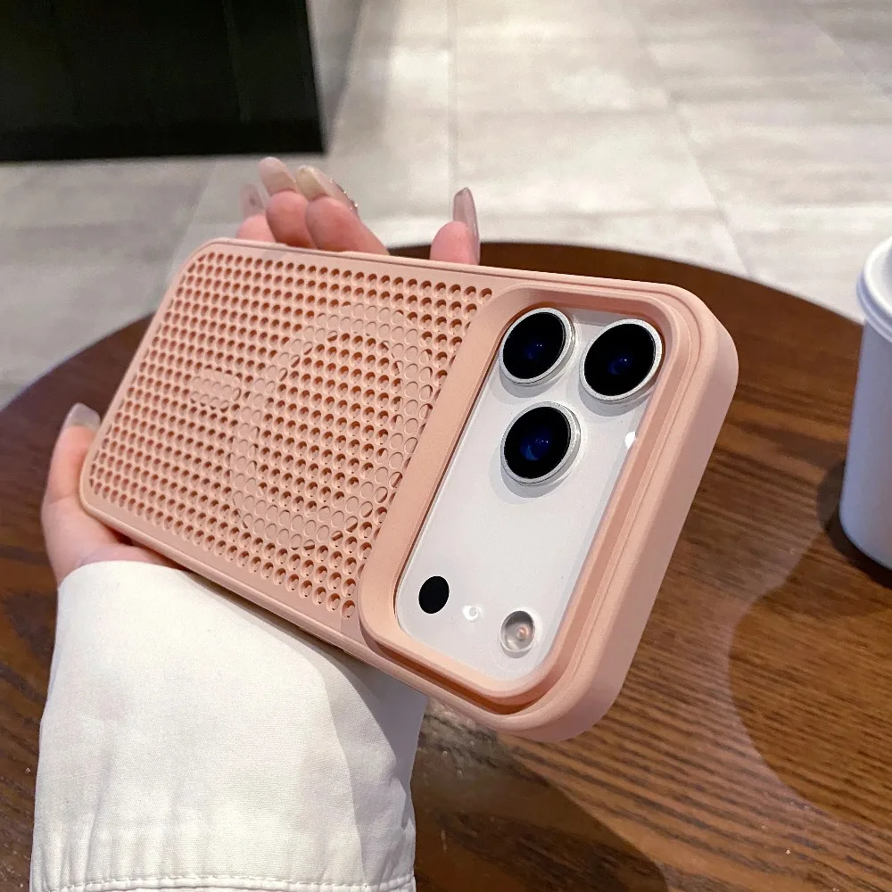 (rosa, Iphone 16 Plus) Capa Para Celular Com Design Em Malha Perfurada Para Dissipação De Calor, Compatível Com Magsafe.