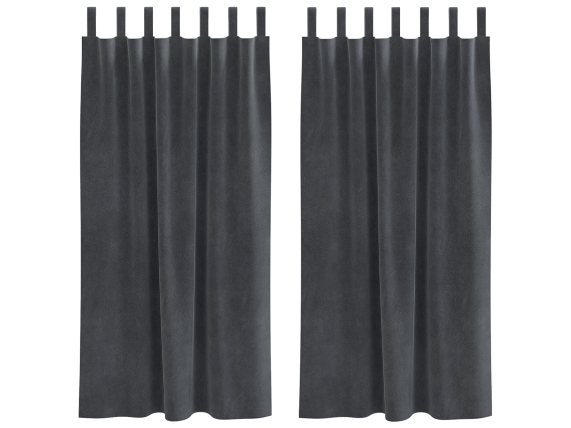 Conjunto 2 Cortinas Opacas Vidaxl Cinzento-claro Veludo (140 X 175 Cm)