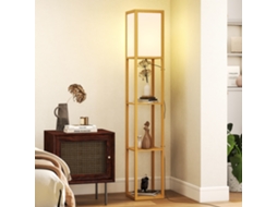 Luminária De Chão Com Prateleiras, Lâmpada E27, Para Sala De Estar, Quarto, Escritório, Cor Natural.