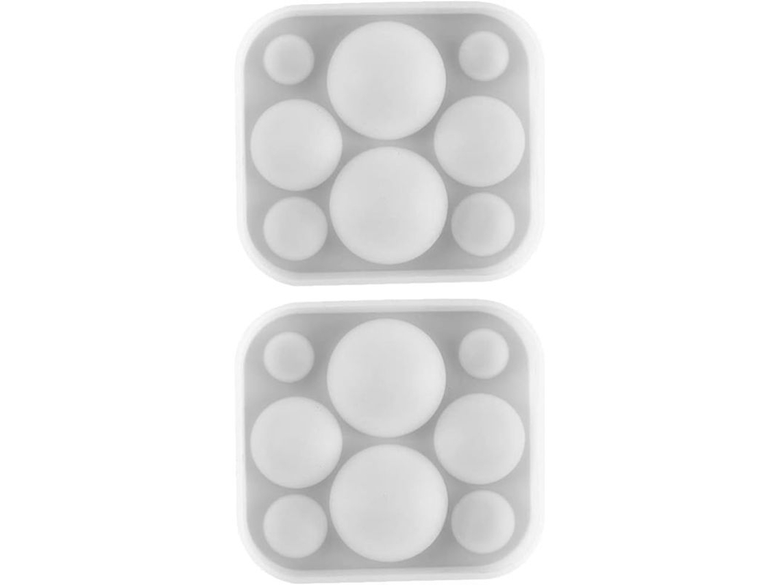 2026 molde de Silicona para Joyería Mini Domo Diamante para Resina Polvo Arcilla Diy Artículos Creativos Blanco 2 Piezas