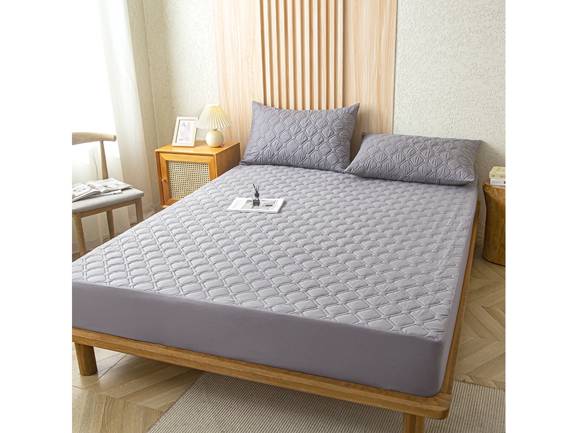 Protetor De Colchão Impermeável Czhhmart( Fitted Sheet) 150cmx200cm (com Par De Fronhas) Cinza