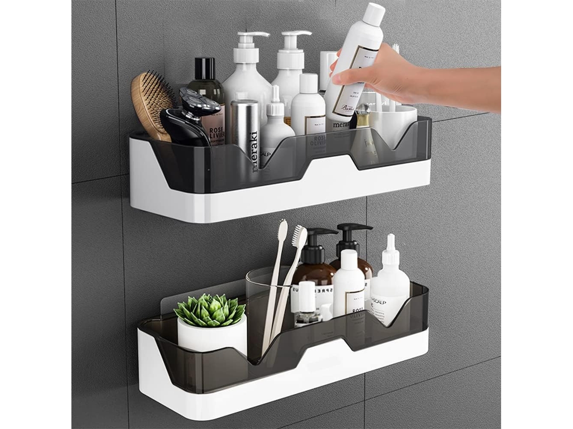 Conjunto de 2 Prateleiras de Duche Sem Perfuração para Casa de Banho e Cozinha RNEMITERY