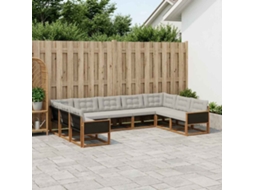 Vidaxl Conjunto De Sofás Para Exterior 9 Pcs Natural E Cinzento-claro