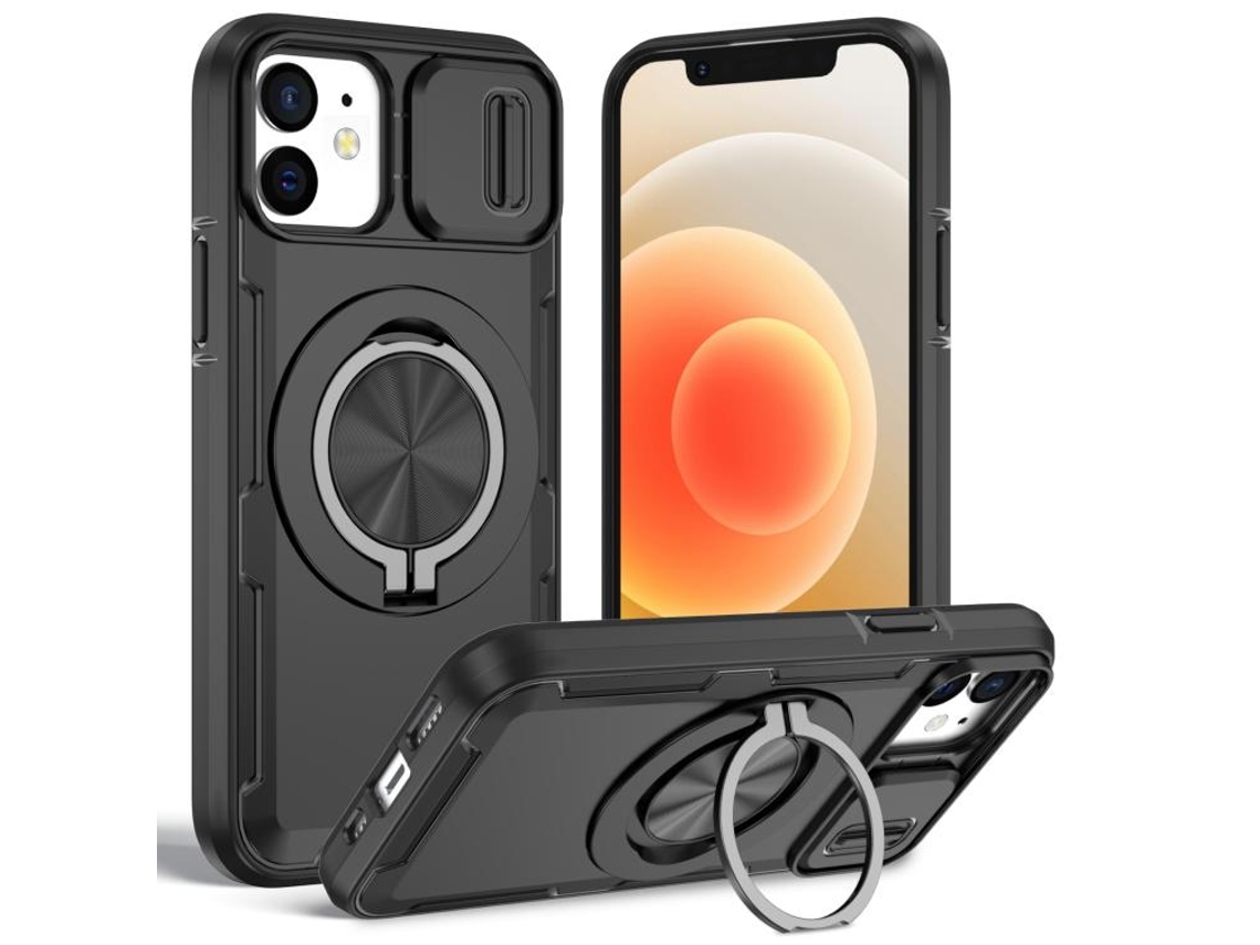 Capa Zruxe Compativel Com Iphone 12/12 Pro (magsafe - Suporte Giratorio - Preta)