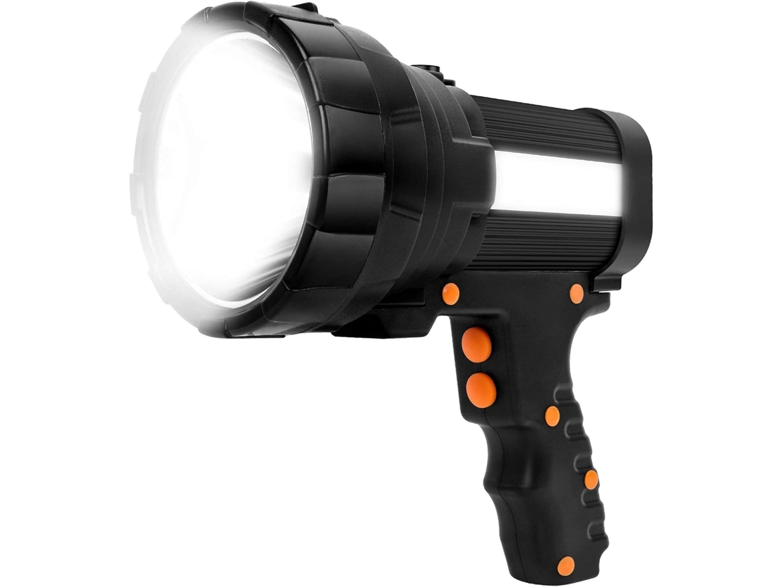 Lanterna LED ultrapotente, recarregável por USB, 9600mAh, com luz lateral, à prova d'água, alta potência YWP (preta)