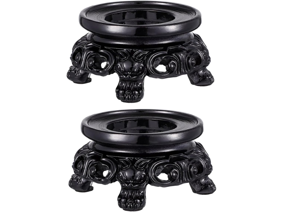 Suportes Para Bolas De Cristal Em Resina Preta, Tamanho 3, Base Vazada Para Exibir Esferas Decorativas, Suporte Estável