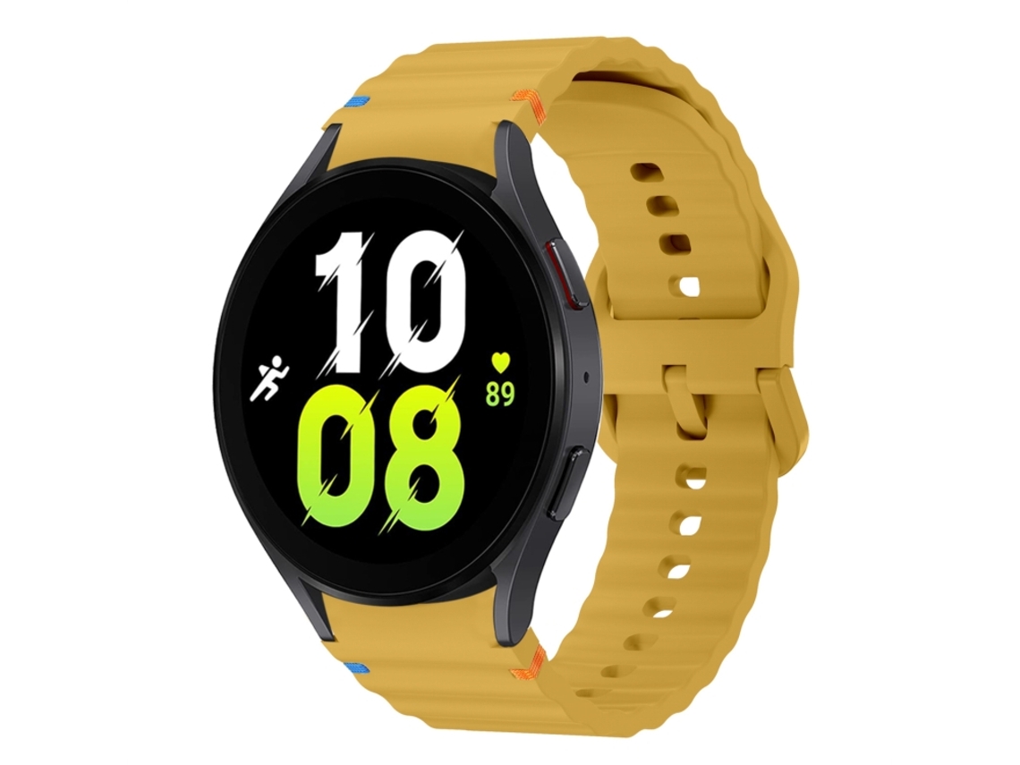 Bracelete para Samsung Galaxy Watch 5 Silicone Costurado com Padrão de Onda Amarelo XIAOMOYU (40mm/44mm)