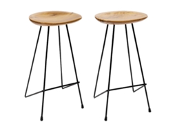 Vidaxl Bancos De Bar 2 Pcs Madeira De Teca Maciça