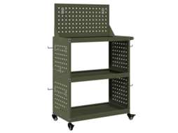 Conjunto 1 Carro De Ferramentas Vidaxl Verde-azeitona Aço (65 X 35 X 111 Cm)