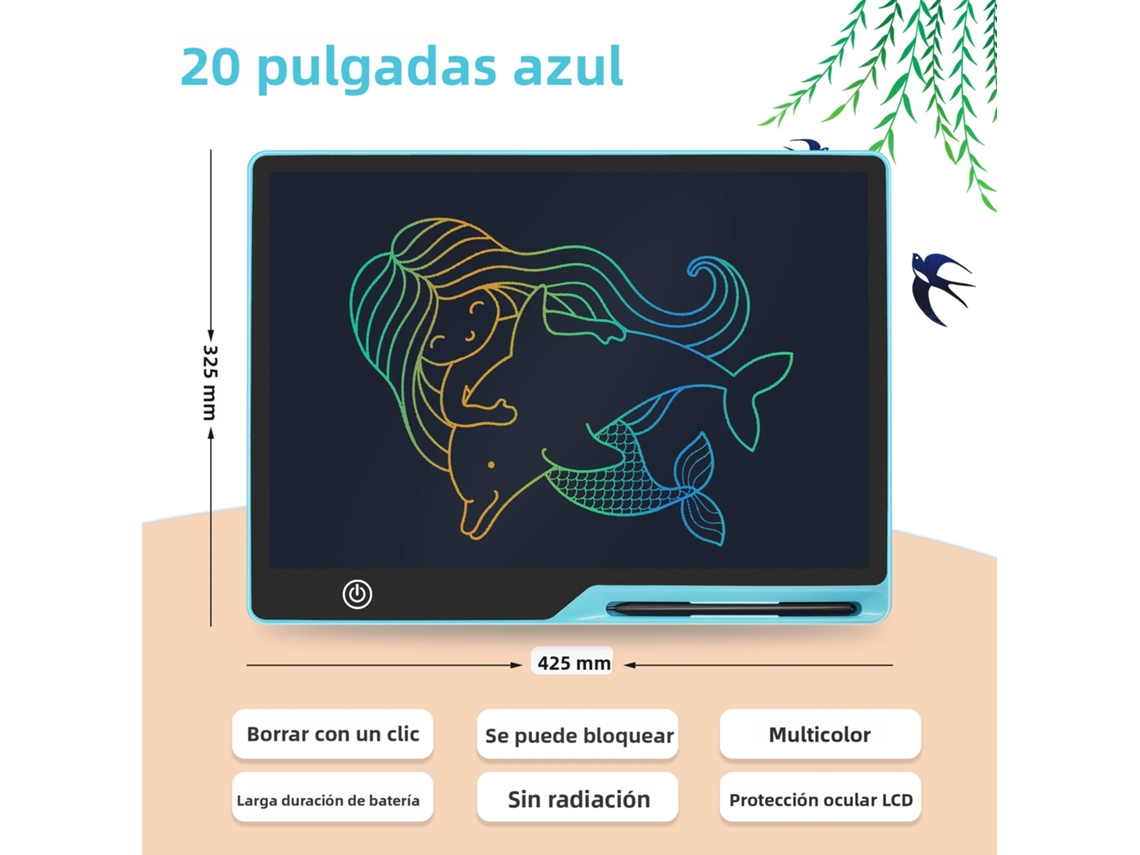 Quadro De Escrita Lcd (azul De 20 Polegadas), Ferramenta Para Escrita E Desenho Artístico, Brinquedo Educativo Para Crianças.