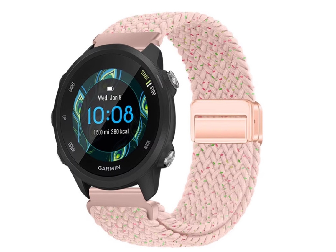 Pulseira magnética de nylon para Huawei Watch 5, Samsung Galaxy Watch 7, Xiaomi S4, Garmin rosa