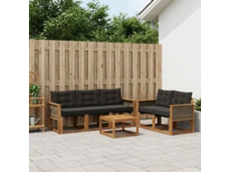 Vidaxl Conjunto De Sofás Para Exterior 6 Unid. Natural E Preto