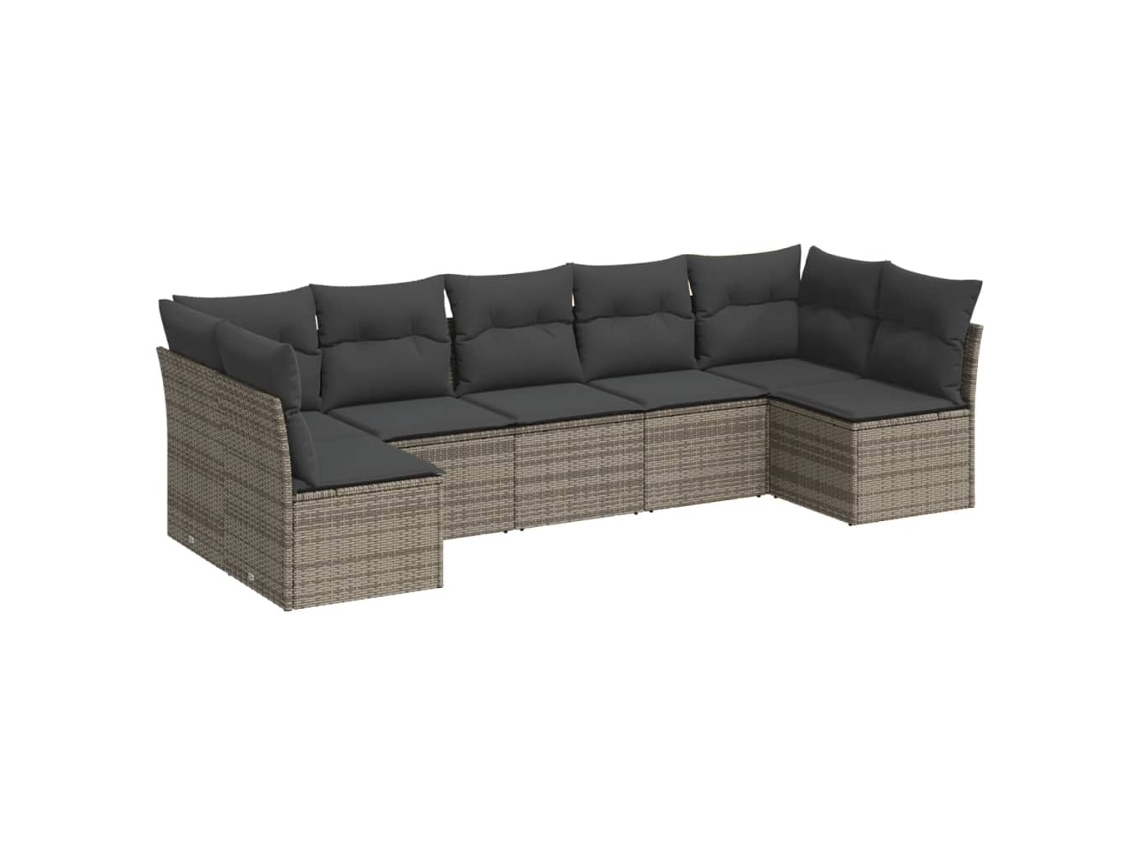 Conjunto de 7 Sofás para Jardim com Almofadões Vime Pe Cinzento MAISON EXCLUSIVE (7 pcs)