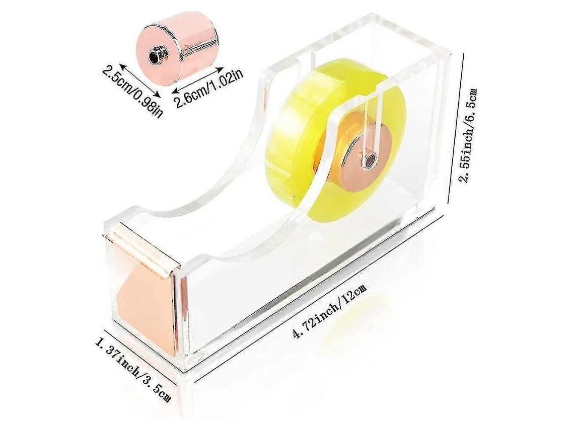 Dispensador de Fita Adesiva, Dispensador de Fita Adesiva de Mesa em Acrílico Transparente para Escola, Casa e Escritório GOKOCO