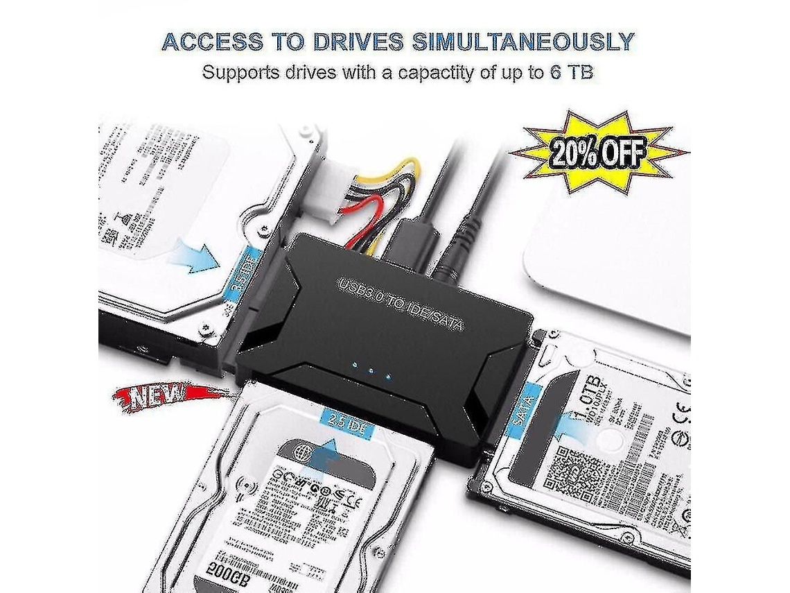 Conversor USB 3.0 para SATA/IDE Zilkee Ultra Recovery, cabo adaptador de disco rígido
