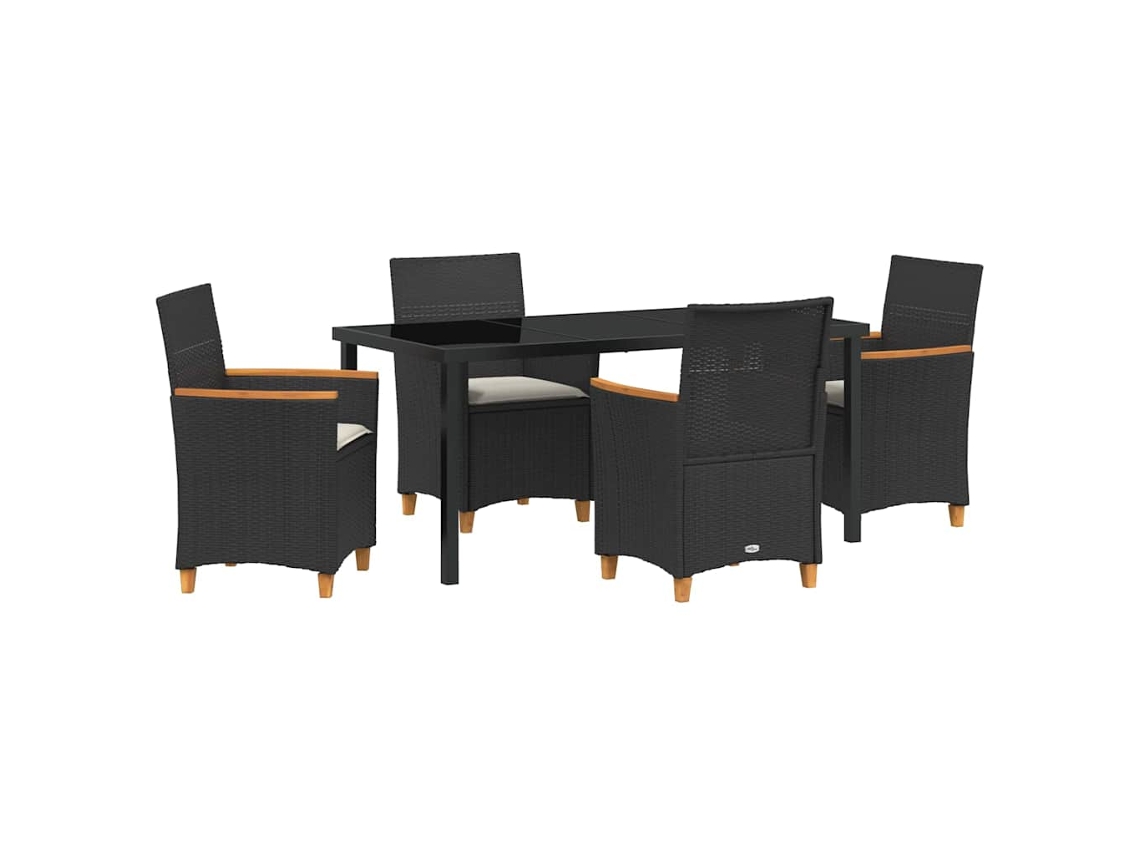 Maison Exclusive - Conjunto De Jantar Para Jardim 5 Pcs Preto Vime Pe