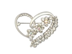 Broche Feminino Coração Com Strass Decoração Bonita