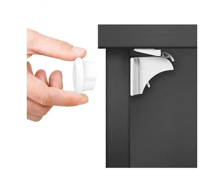 Fechadura da porta do armário de segurança para bebês - SSS - Dokon - Fechaduras magnéticas - Branca SSS