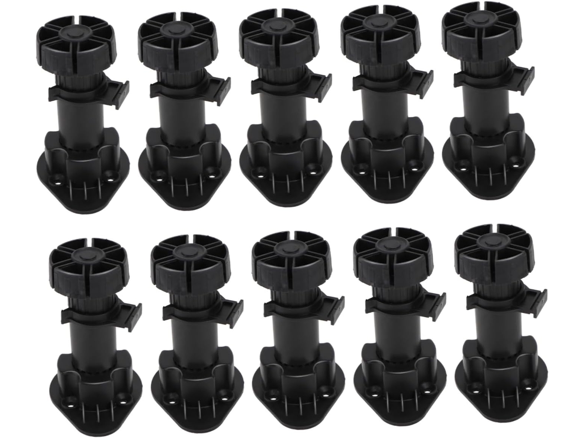 Pés De Plástico Ajustáveis Para Armários E Sofás, 10cm, Pretos, Para Móveis, Armários E Mesas De Centro 10 Unidades