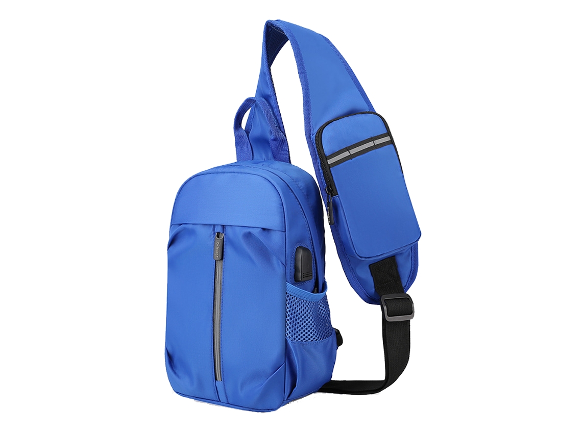 Bolsa Sling Pequena para Homens Mochila Transversal Mochila de Viagem Pacote de Peito Leve Bolsa de Ombro Externa Azul