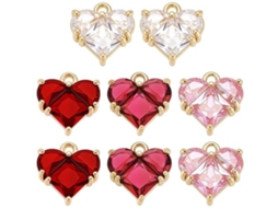 Escolha Sólida - Charme 8 Unidades - Zirkônia Badalha - Strass Hanger - Adornos Diy - Rosa/branco/vermelho - 12 X 12,5 X 4 Mm - Badalha