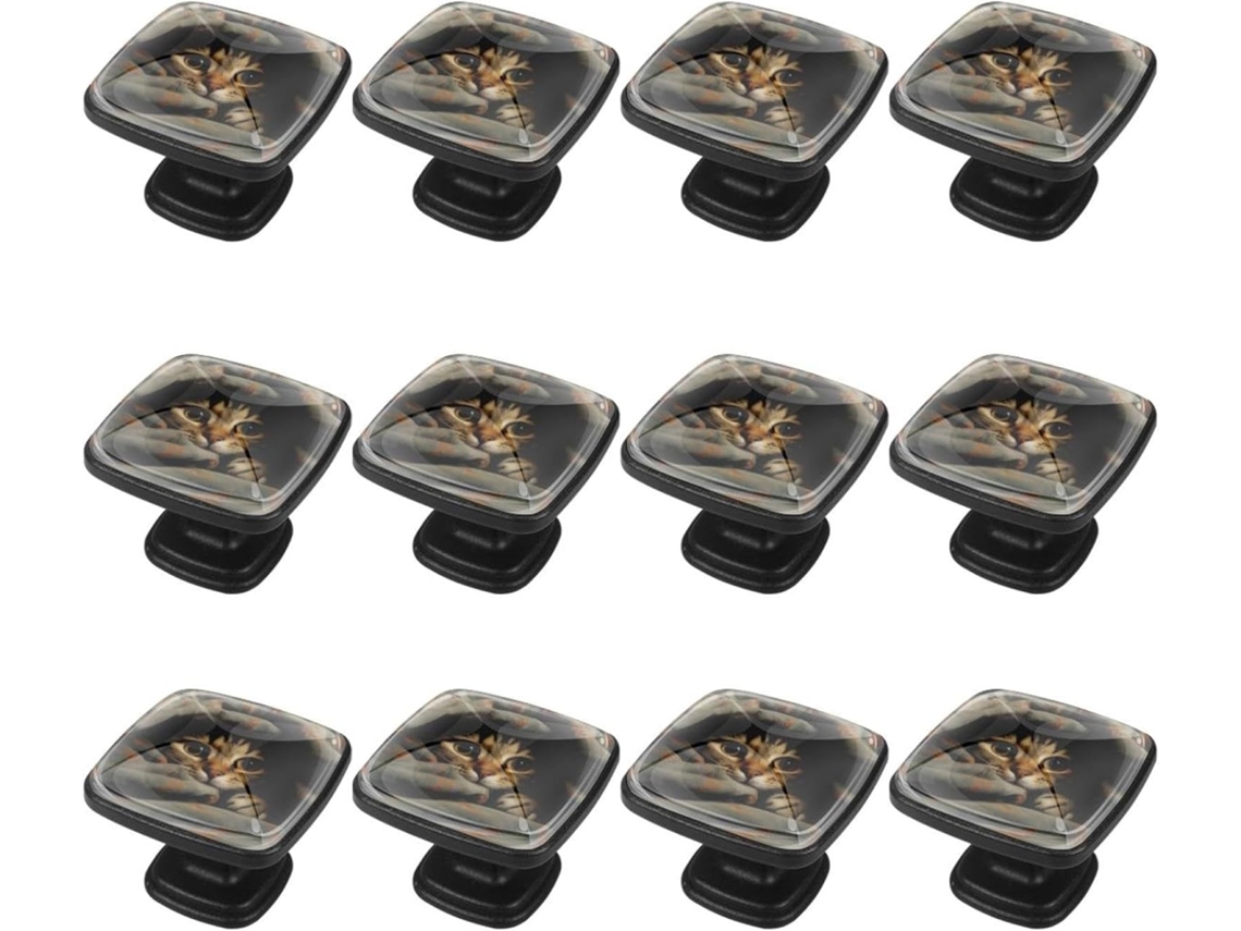 Puxadores Quadrados Para Armários De Cozinha, Puxadores Para Armários E Gavetas, 12 Peças, Gatinho Fofo Para Cama