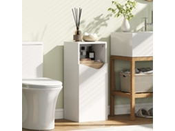 Mobiletto Bagno Con Armadietto Con Anta Ammortizzata E Vano Aperto, 30x30x71.5 Cm, Bianco E Legno