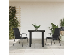 Vidaxl 3 Pcs Conjunto De Jantar Para Jardim Aço E Textilene Preto